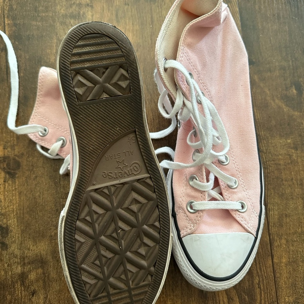 Converse High-Top Sneakers in Pink and White